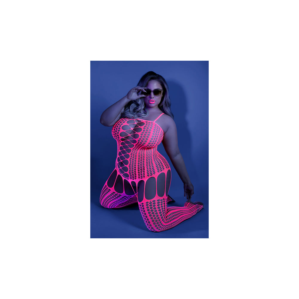 Hypnotic Bodystocking Queen Size Neon Pink | 657447305344 | Available at EroticWarehouse.com