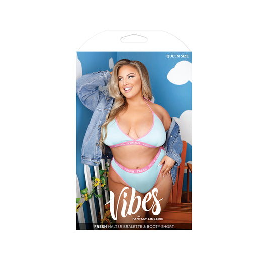 Fresh Halter Bralette & Booty Short Queen Size | 657447306075 | Available at EroticWarehouse.com