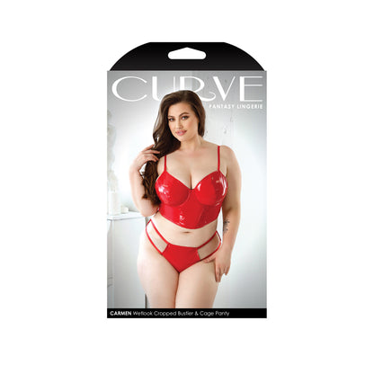 Carmen Wetlook Cropped Bustier & Panty 3X/4X | 657447306761 | Available at EroticWarehouse.com