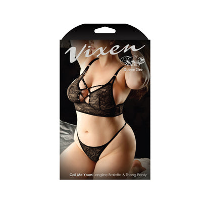 Call Me Yours Longline Bralette & Thong Panty Queen Size | 657447308918 | Available at EroticWarehouse.com