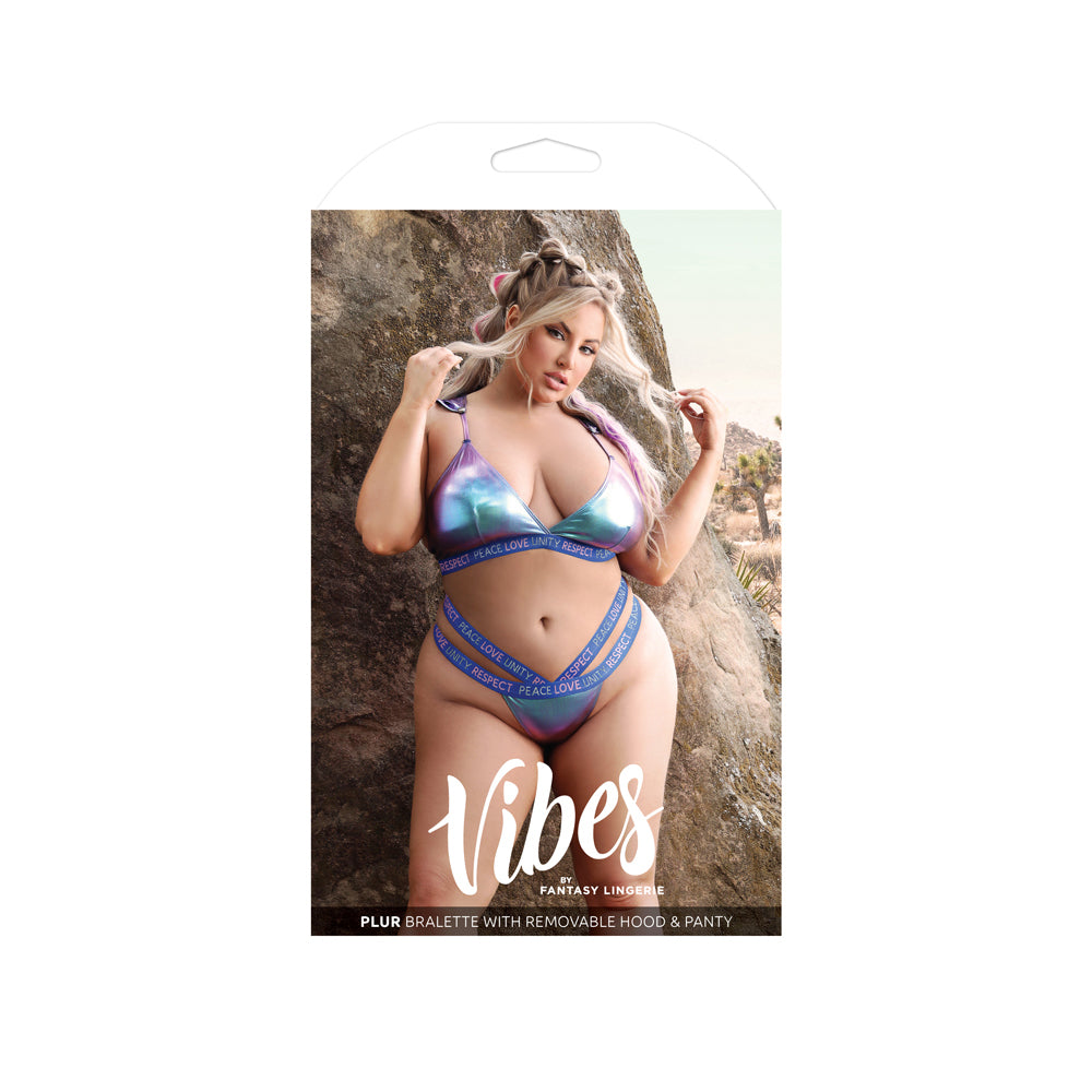 Plur Bralette With Removable Hood & Panty Queen Size | 657447310805 | Available at EroticWarehouse.com