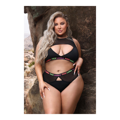 Fuck Labels Crop Top & High Waist Bottoms Queen Size | 657447310942 | Available at EroticWarehouse.com