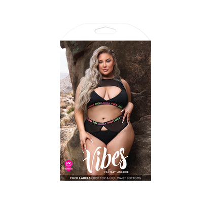 Fuck Labels Crop Top & High Waist Bottoms Queen Size | 657447310942 | Available at EroticWarehouse.com