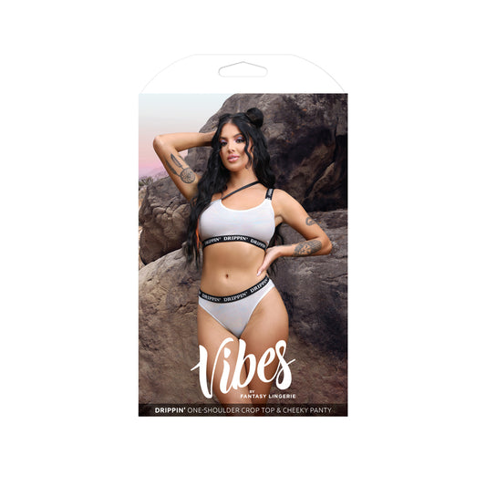 Drippin' One-Shoulder Crop Top & Cheeky Panty S/M | 657447310959 | Available at EroticWarehouse.com