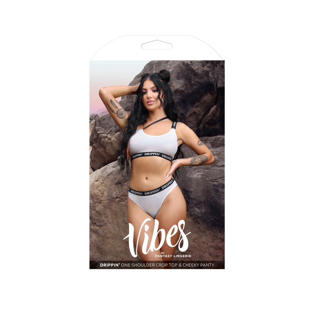 Drippin' One-Shoulder Crop Top & Cheeky Panty L/Xl | 657447310973 | Available at EroticWarehouse.com