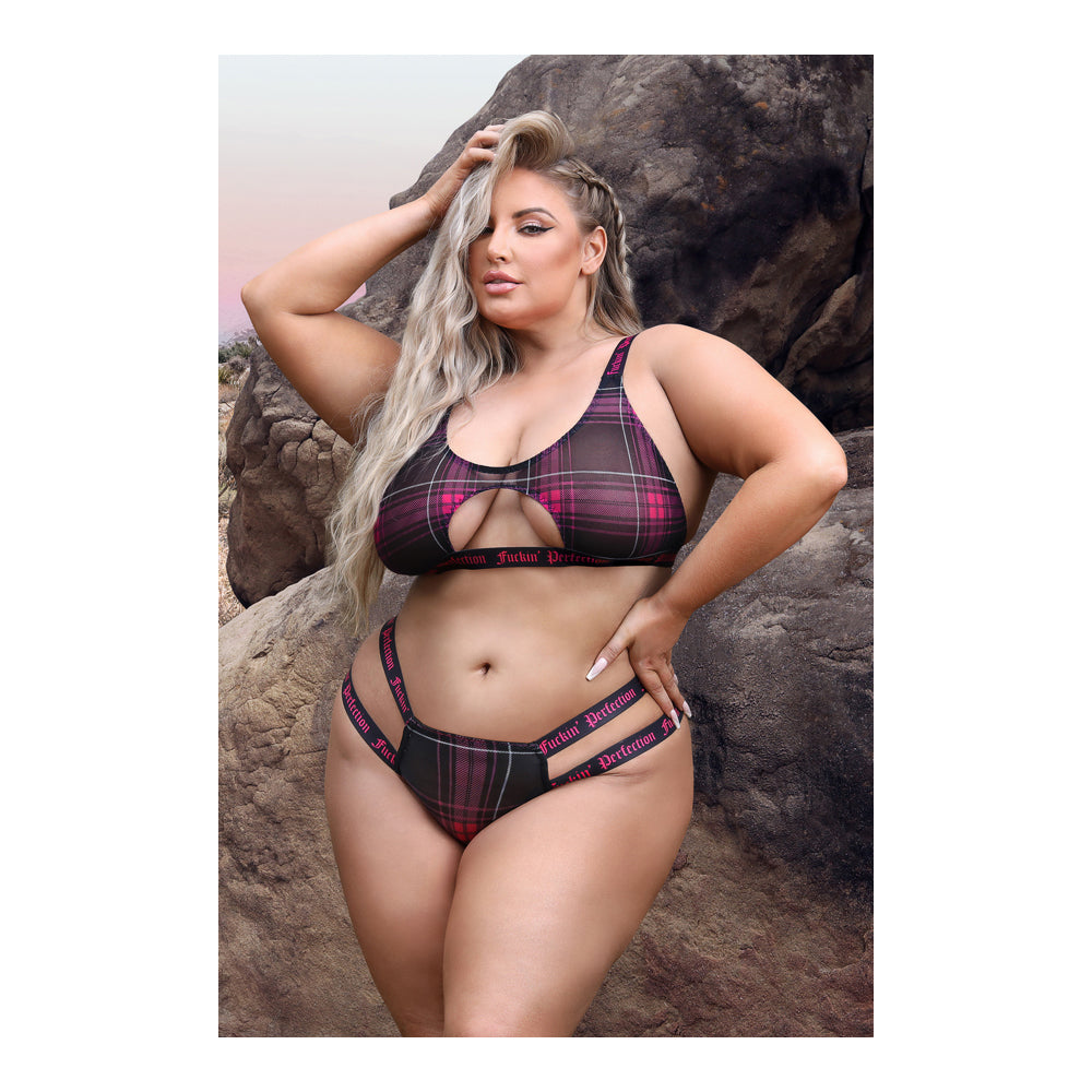 Fuckin' Perfection Cutout Bralette & Panty Queen Size | 657447311086 | Available at EroticWarehouse.com