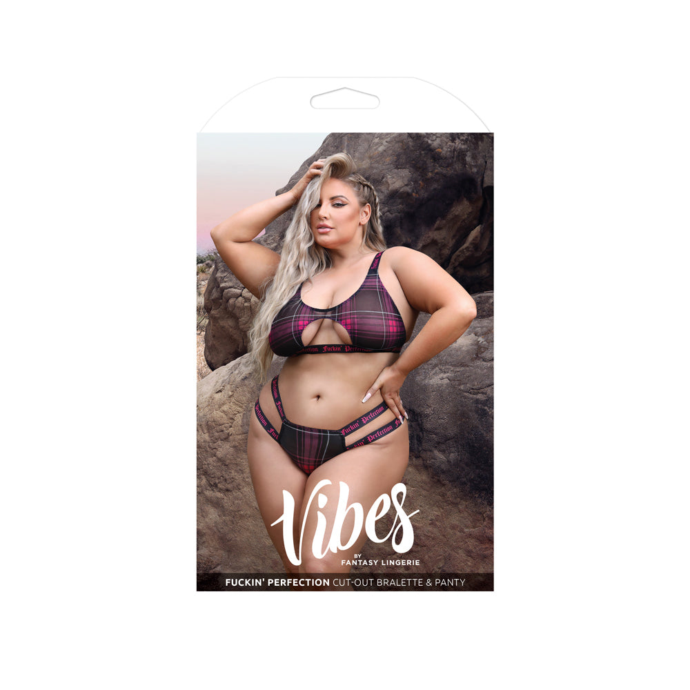 Fuckin' Perfection Cutout Bralette & Panty Queen Size | 657447311086 | Available at EroticWarehouse.com