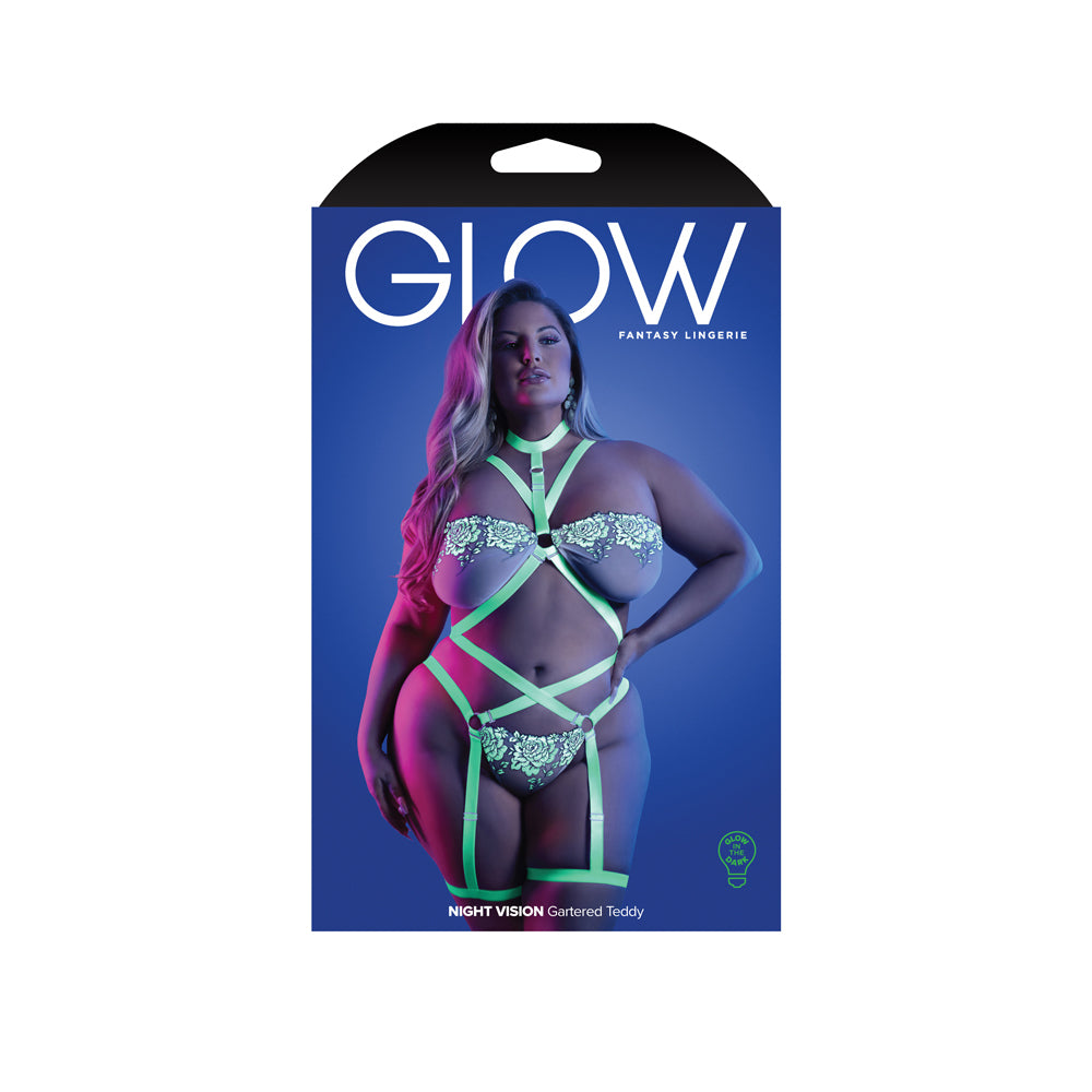 Night Vision Gartered Teddy Queen Size | 657447311635 | Available at EroticWarehouse.com