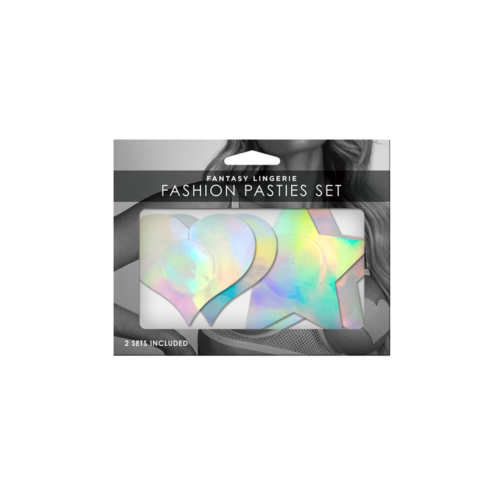 Fashion Pasties Set Holographic Star & Heart | 657447311970 | Available at EroticWarehouse.com