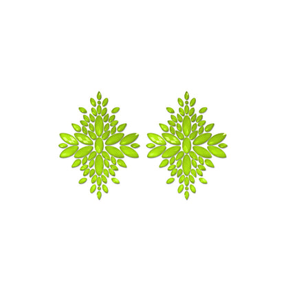 Fashion Pasties Set Neon Green Crystal Pasties | 657447311987 | Available at EroticWarehouse.com
