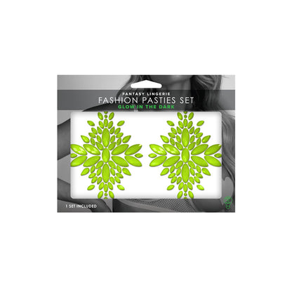 Fashion Pasties Set Neon Green Crystal Pasties | 657447311987 | Available at EroticWarehouse.com