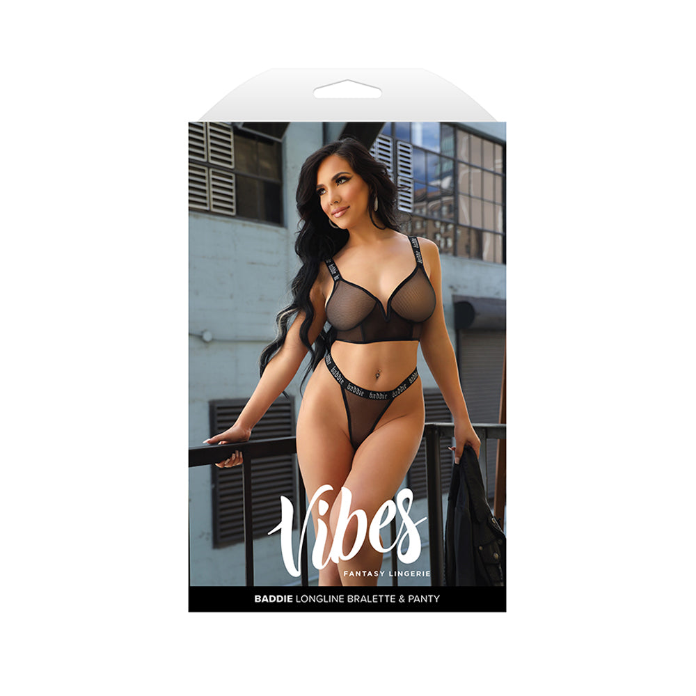 Baddie Longline Bralette & Panty S/M | 657447315855 | Available at EroticWarehouse.com