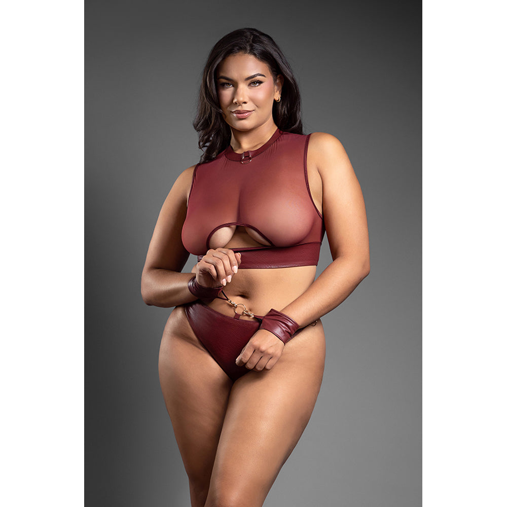 Top, Open Panty & Cuffs Queen Size | 657447320873 | Available at EroticWarehouse.com