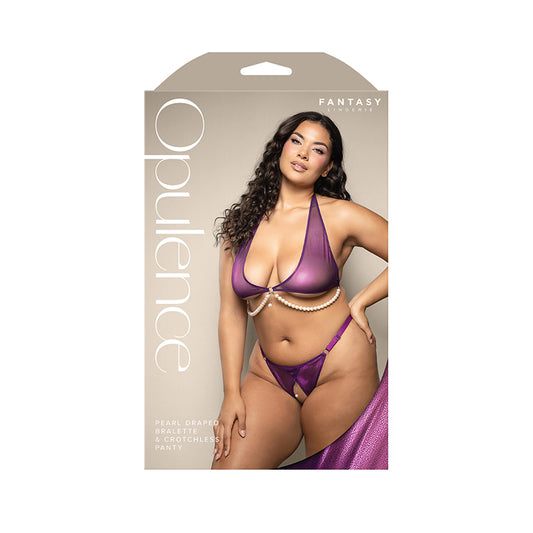 Pearl Draped Bralette & Crotchless Panty Queen Size | 657447322211 | Available at EroticWarehouse.com