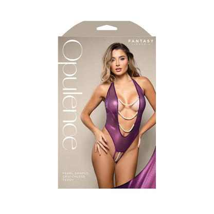 Pearl Draped Crotchless Teddy S/M | 657447322228 | Available at EroticWarehouse.com