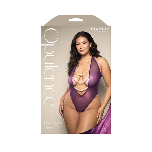 Pearl Draped Crotchless Teddy Queen Size | 657447322259 | Available at EroticWarehouse.com