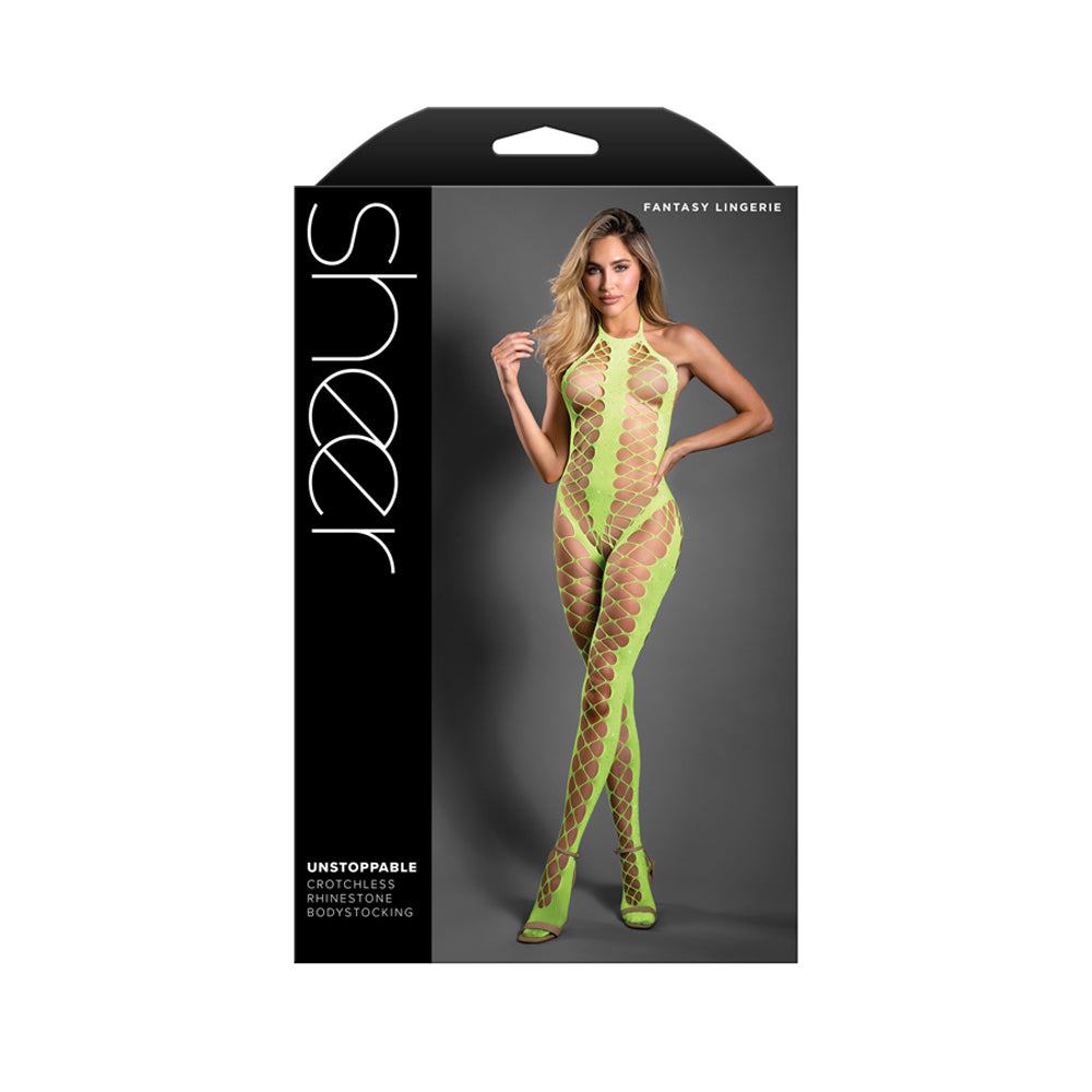 Unstoppable Crotchless Rhinestone Bodystocking One Size | 657447322907 | Available at EroticWarehouse.com