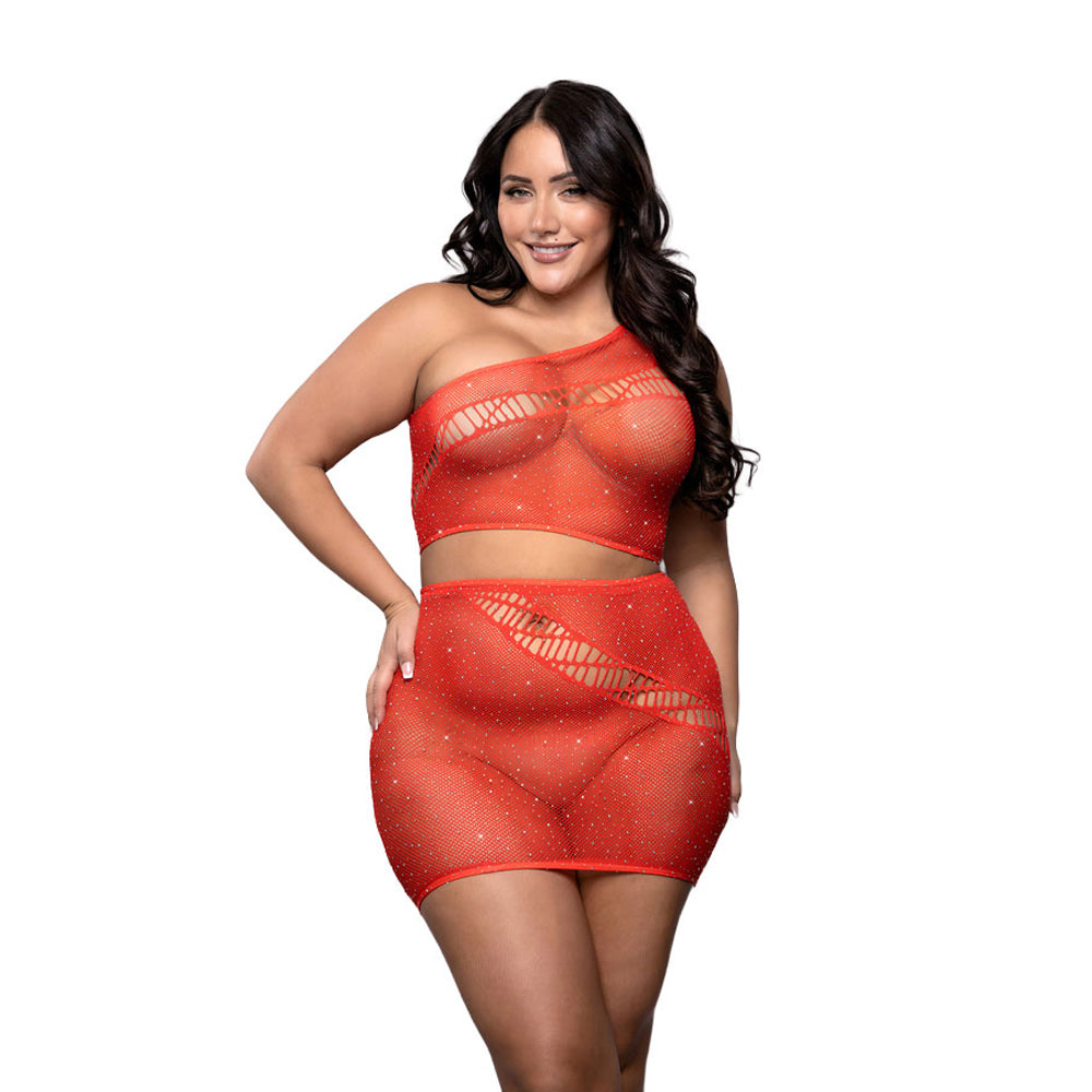 Set The Tone Rhinestone Top & Skirt Queen Size | 657447322990 | Available at EroticWarehouse.com