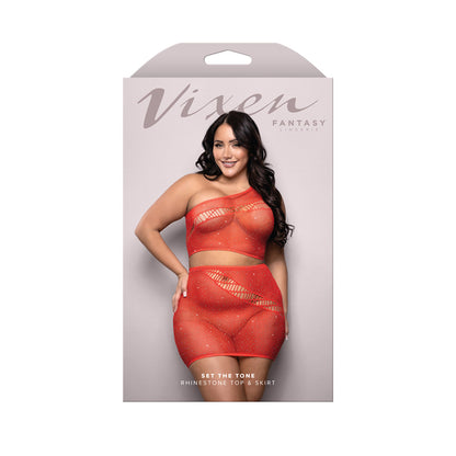 Set The Tone Rhinestone Top & Skirt Queen Size | 657447322990 | Available at EroticWarehouse.com