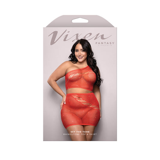 Set The Tone Rhinestone Top & Skirt Queen Size | 657447322990 | Available at EroticWarehouse.com