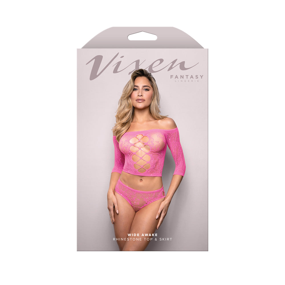 Wide Awake Rhinestone Top & Panty One Size | 657447323003 | Available at EroticWarehouse.com