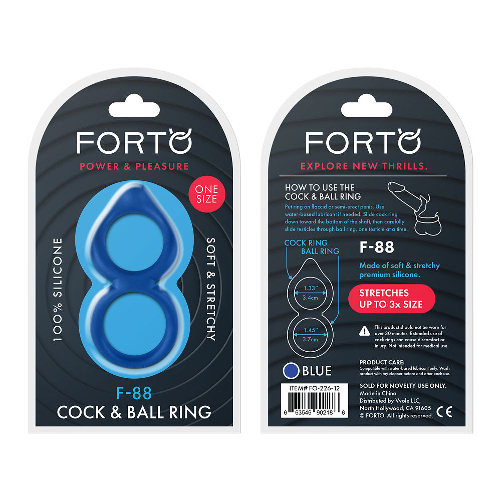 F-88: Double Ring 100% Liquid Silicone O/S Blue | 663546902186 | Available at EroticWarehouse.com