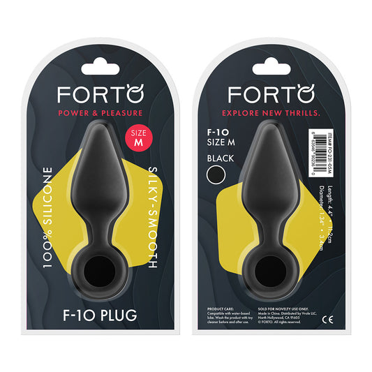 F-10: Silicone Plug W/ Pull Ring Medium Black | 663546902360 | Available at EroticWarehouse.com