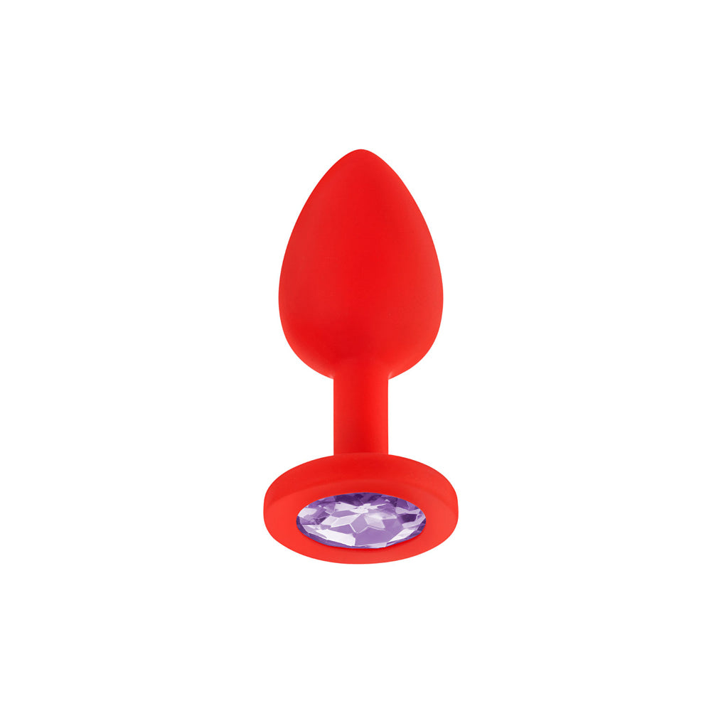 Jp31: Jeweled Small Plug W/ 3 Stones Red | 663546905040 | Available at EroticWarehouse.com