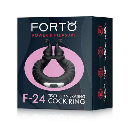 F-24: Textured Vibrating Cockring Black | 663546905231 | Available at EroticWarehouse.com
