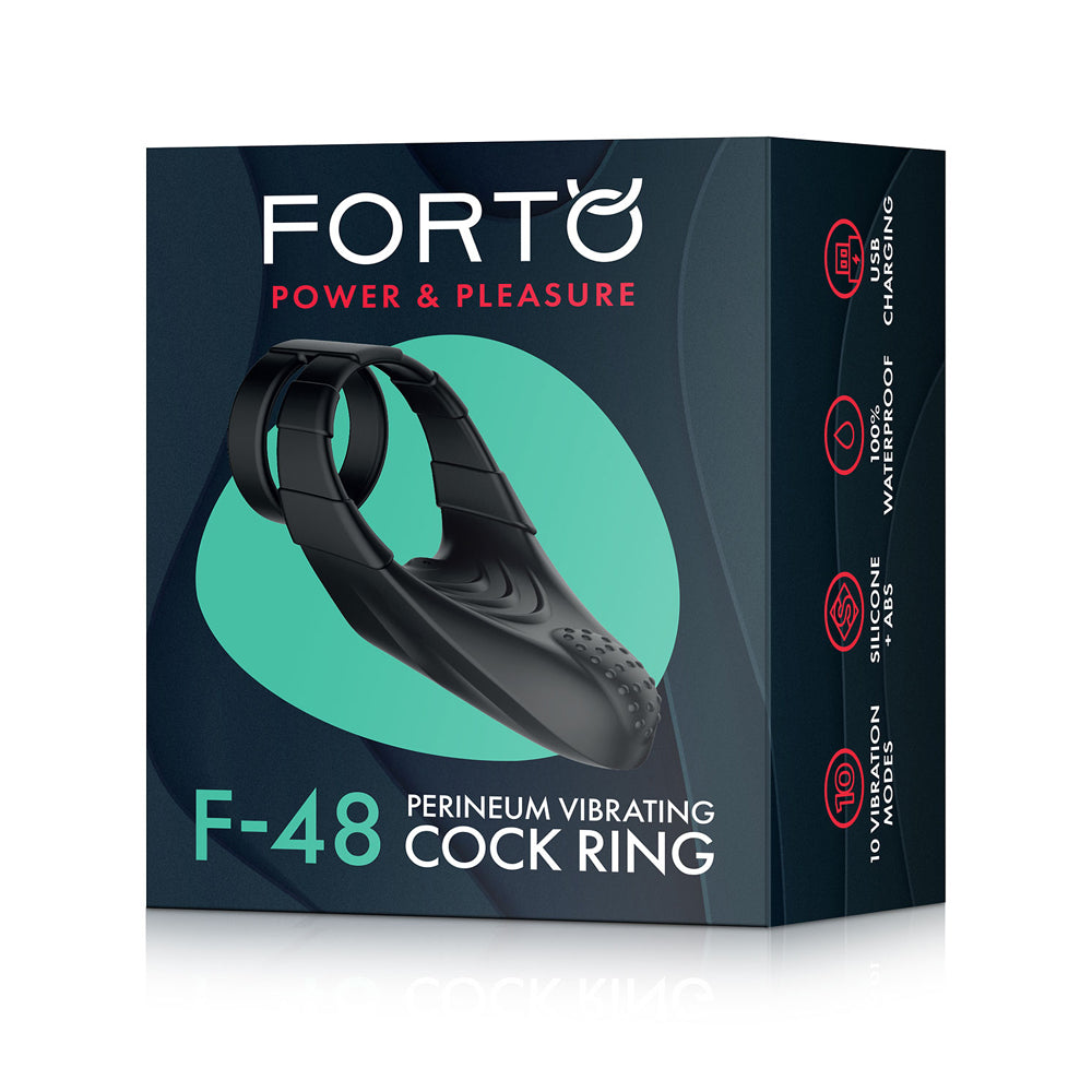 Forto F-48: Vibrating Perineum Double C-Ring Black | 663546905248 | Available at EroticWarehouse.com