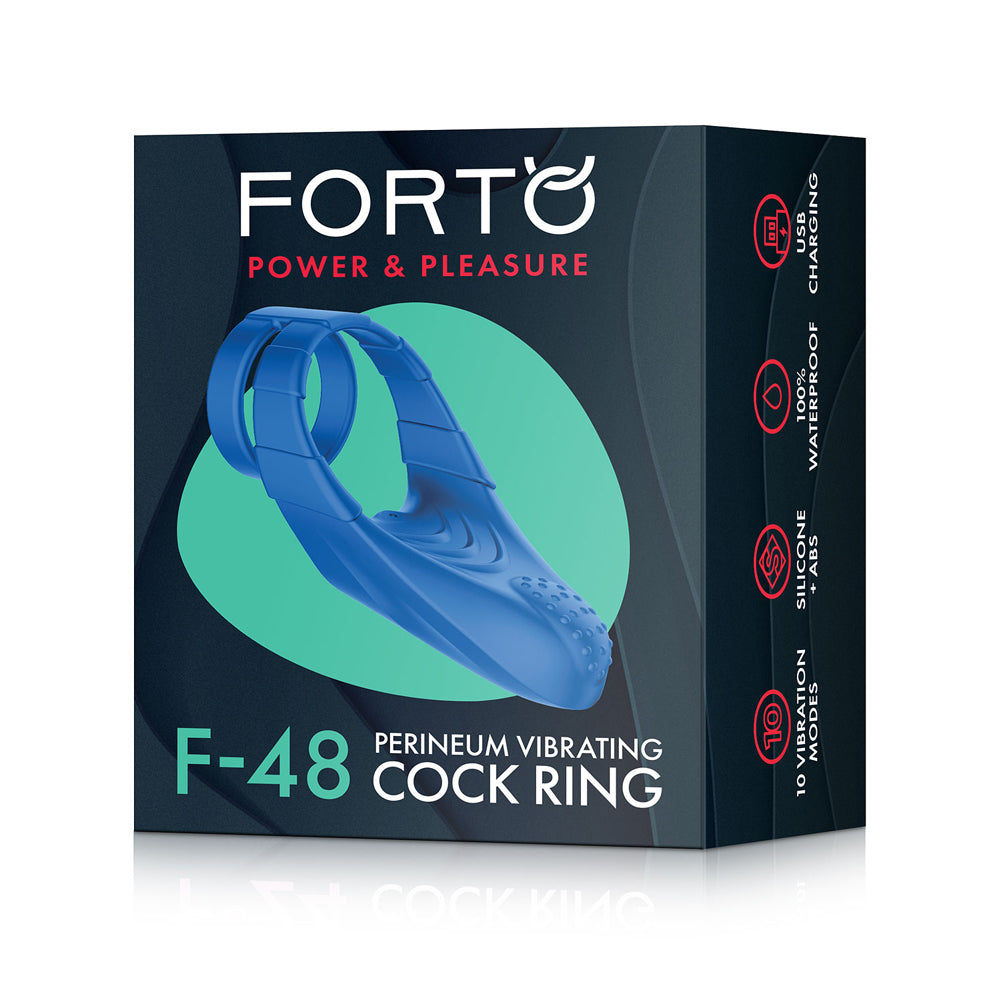 Forto F-48: Vibrating Perineum Double C-Ring Blue | 663546905255 | Available at EroticWarehouse.com