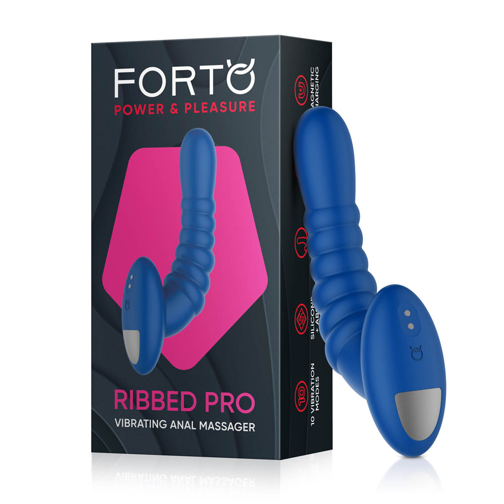 Ribbed Pro Vibrating Massager Blue | 663546906207 | Available at EroticWarehouse.com