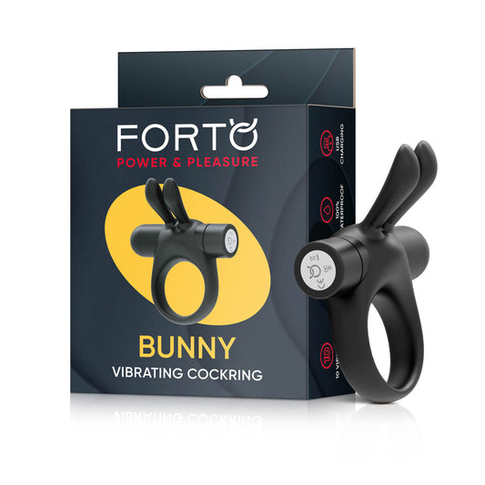 Bunny Vibrating Cockring Black | 663546906238 | Available at EroticWarehouse.com
