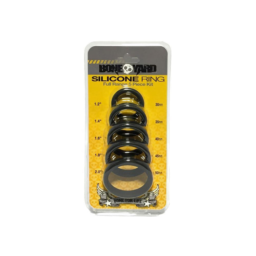 Boneyard Silicone Ring 5 Pcs Kit Black | 666987001005 | Available at EroticWarehouse.com