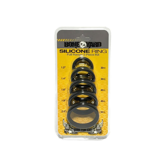 Boneyard Silicone Ring 5 Pcs Kit Black | 666987001005 | Available at EroticWarehouse.com