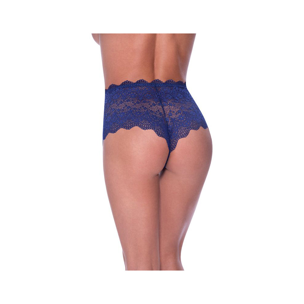Split Crotch Lace Boy Short Blueberry S/M | 671241120057 | Available at EroticWarehouse.com