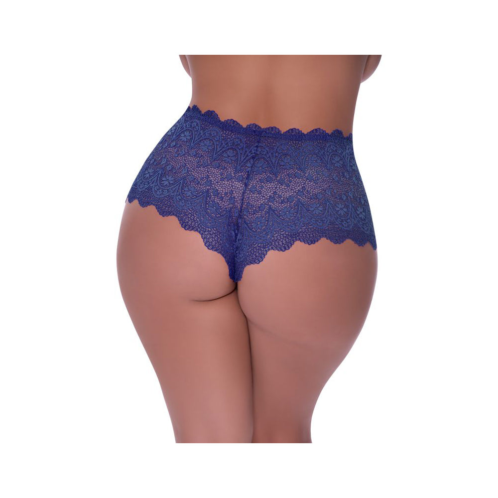 Split Crotch Lace Boy Short Blueberry 2X | 671241120071 | Available at EroticWarehouse.com