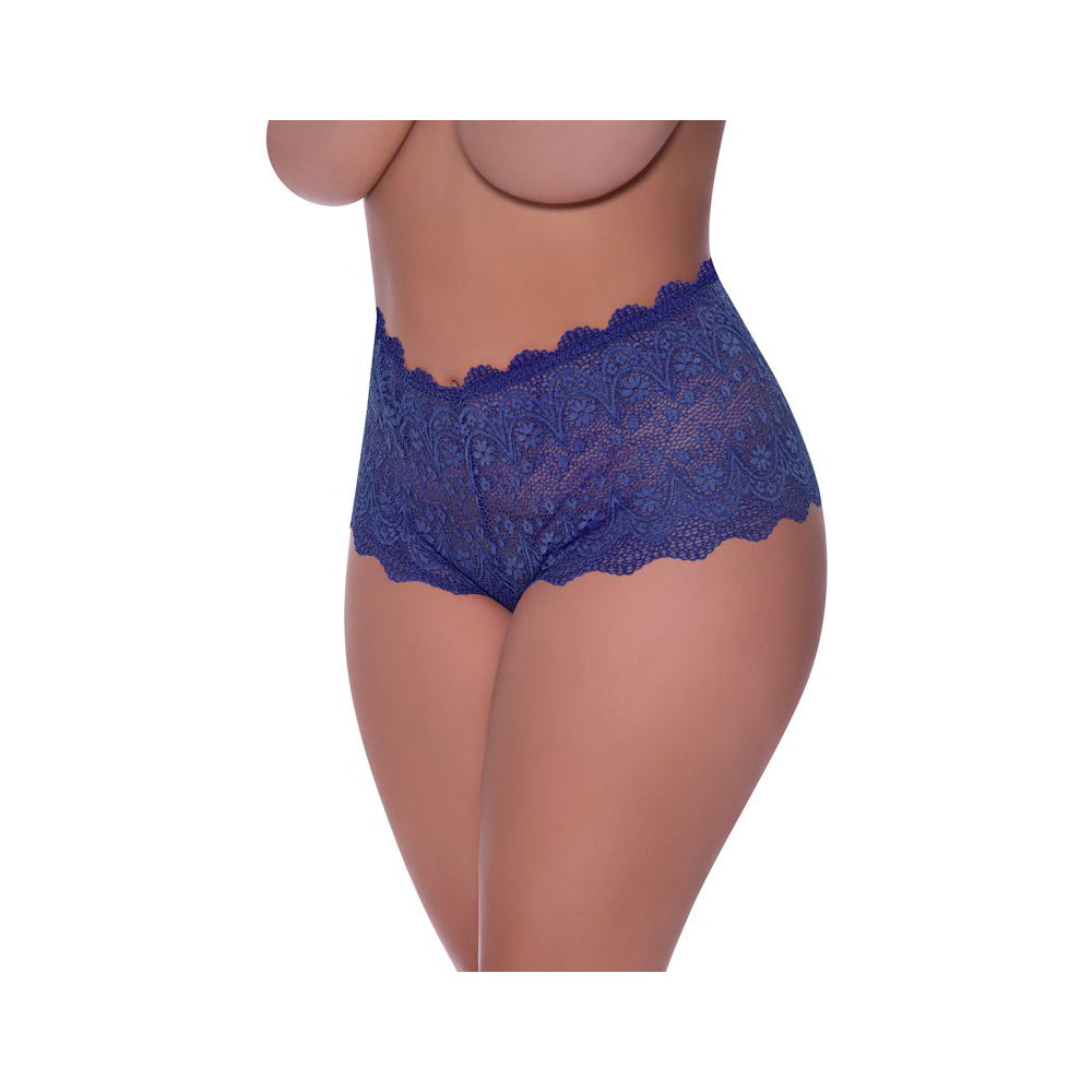 Split Crotch Lace Boy Short Blueberry 2X | 671241120071 | Available at EroticWarehouse.com