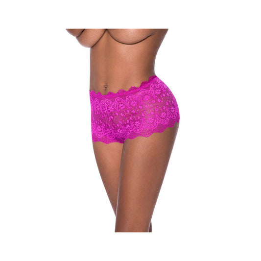 Split Crotch Lace Boy Short Raspberry L/X | 671241120095 | Available at EroticWarehouse.com