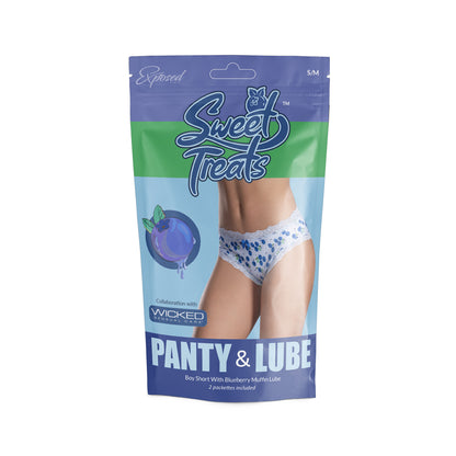 Sweet Treats Boy Short W/ Lube Blueberry S/M | 671241123409 | Available at EroticWarehouse.com