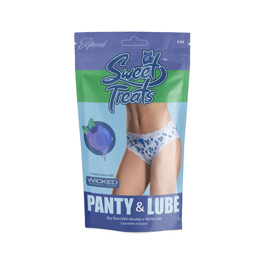Sweet Treats Boy Short W/ Lube Blueberry S/M | 671241123409 | Available at EroticWarehouse.com
