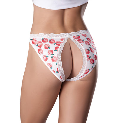 Sweet Treats Split Back & Crotchless Panty W/ Lube Peach 2Xl | 671241123720 | Available at EroticWarehouse.com