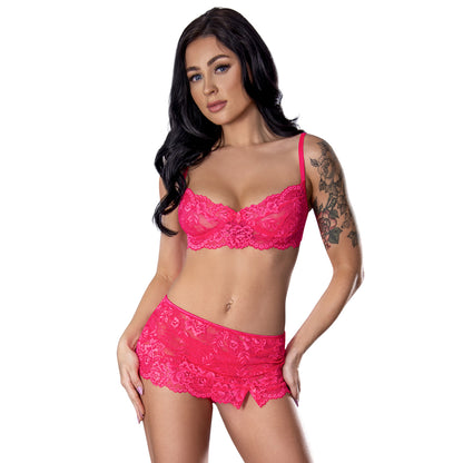 Get It Girl Bra, Skirt & Thong Set Diva Pink L/X | 671241123805 | Available at EroticWarehouse.com