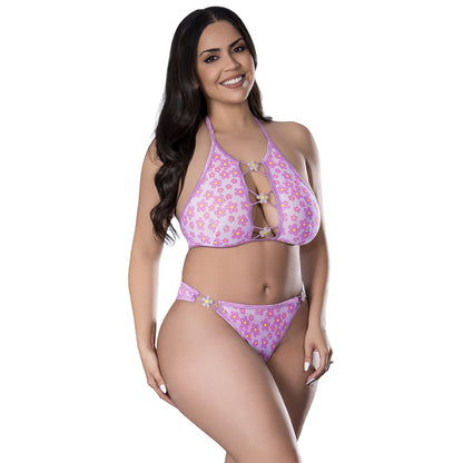 Daisy Halter Bralette & Panty Set Daisy Print 2Xl | 671241124970 | Available at EroticWarehouse.com