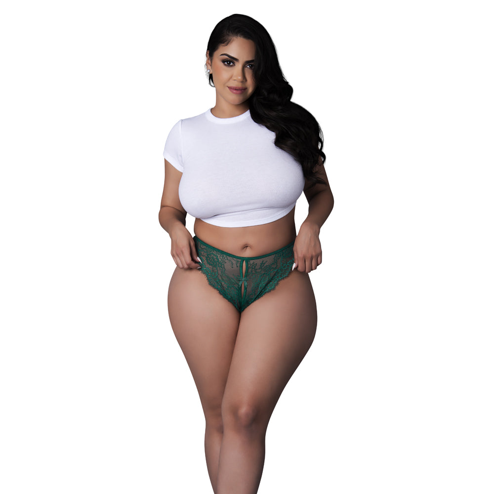 Evermore Split Crotch Panty Emerald Queen Size | 671241125687 | Available at EroticWarehouse.com