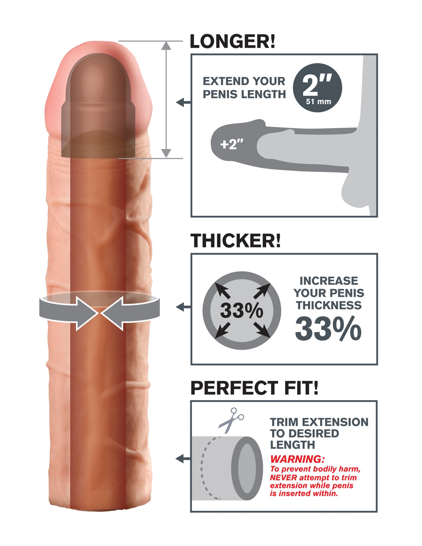 Fantasy X-Tension Perfect 2-Inch Extension | 603912345674 | Available at EroticWarehouse.com