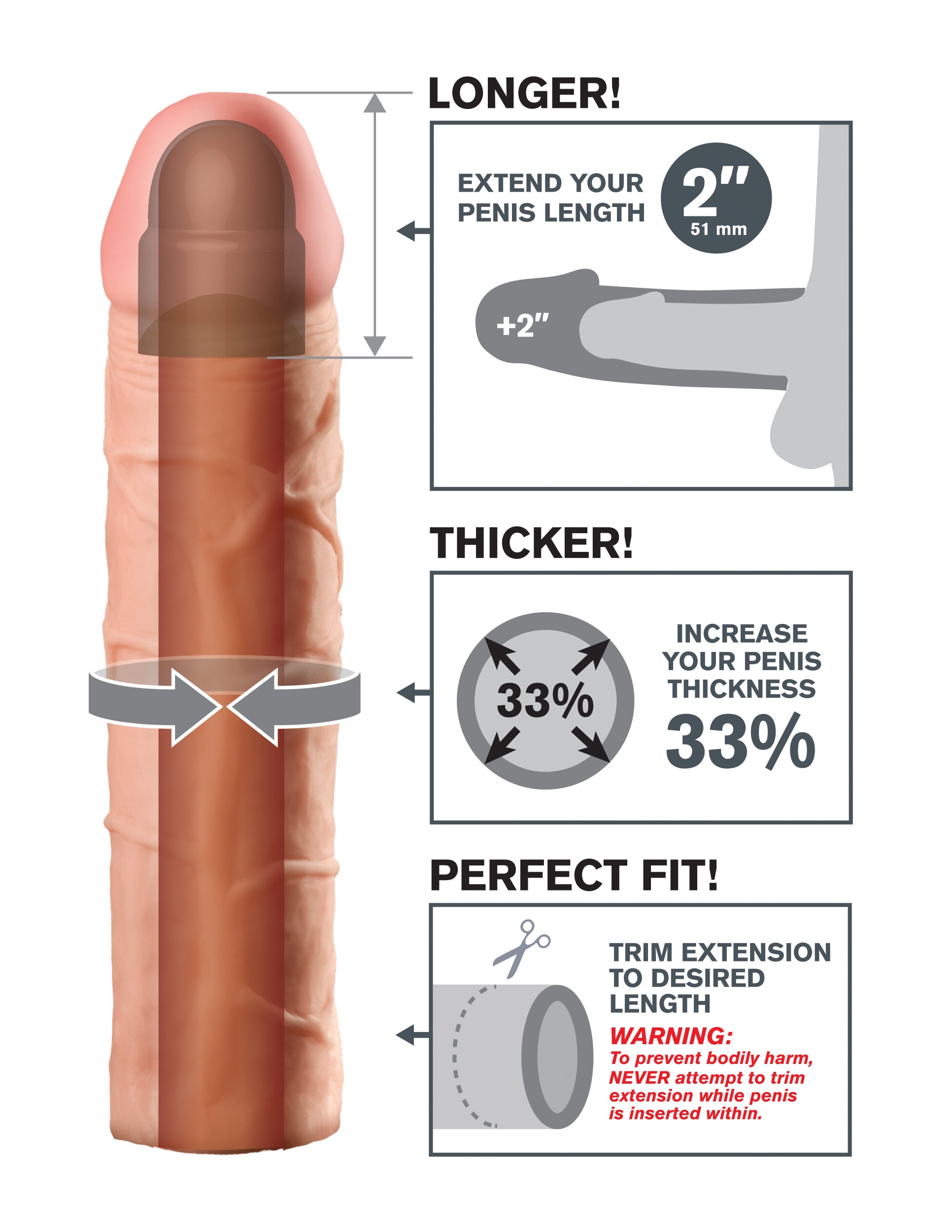 Fantasy X-Tension Perfect 2-Inch Extension | 603912345674 | Available at EroticWarehouse.com