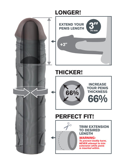 Fantasy X-Tension Mega 3-Inch Extension - Black | 603912345735 | Available at EroticWarehouse.com