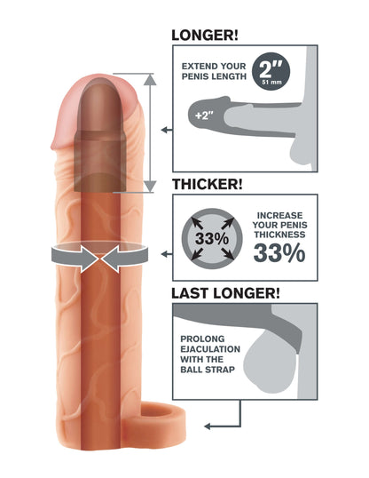 Fantasy X-Tension Perfect 2-Inch Extension With Ball Strap - Flesh | 603912345759 | Available at EroticWarehouse.com