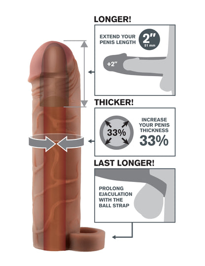 Fantasy X-Tensions Perfect 2-Inch Extension With Ball Strap - Brown | 603912345766 | Available at EroticWarehouse.com